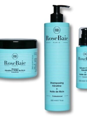 Rosebaie Trio Huile de Ricin - Shampoing, Masque & Sérum pour Repousse et Réparation