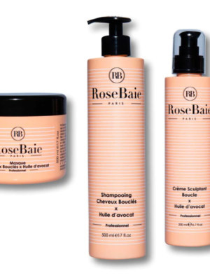 Gamme Rosebaie trio huile d'avocat, shampoing masque & crème