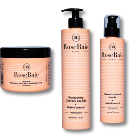 Gamme Rosebaie trio huile d'avocat, shampoing masque & crème